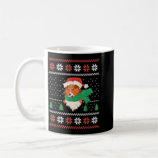 Kerst Sheltie-hond met kerstmannenhoed Cute Xmas Koffiemok