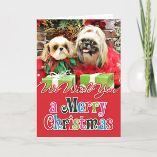Kerst - Shih Tzu - Earl en Opal Feestdagen Kaart
