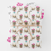 Kerst Siamese Cat Wrapping Inpakpapier Vel (In situ)