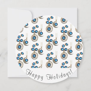 Kerst sieraden Boom blauw zwart helder Maan Feestdagenkaart