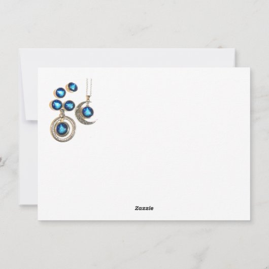 Kerst sieraden Boom blauw zwart helder Maan Feestdagenkaart (Achterkant)