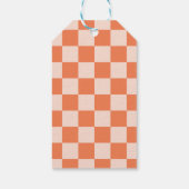 Kerst Sinaasappel Retro Checker Patroon Cadeaulabel (Achterkant)