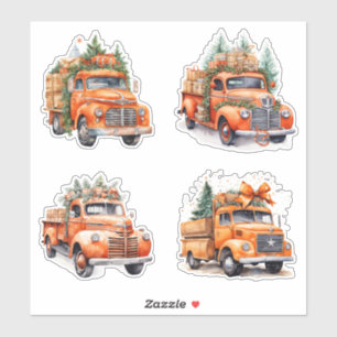 Kerst Sinaasappel Trucks Sticker