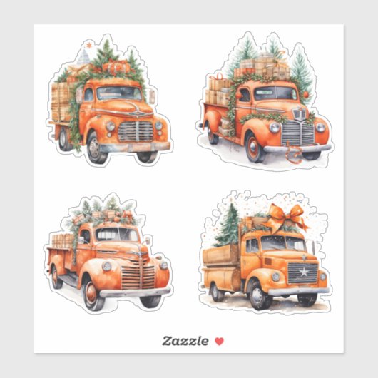 Kerst Sinaasappel  Trucks Sticker (Vel)