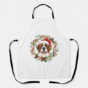 Kerst Sint Bernard Hond Santa Hoed Krans Schort