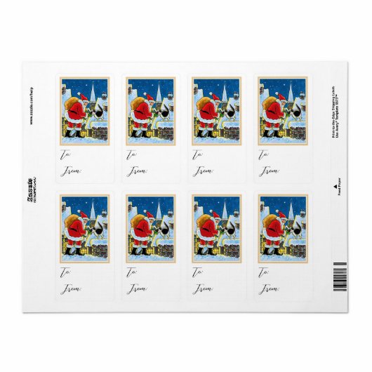 Kerst Sinterklaas Kat Cadeau Sticker Label (Full Sheet)
