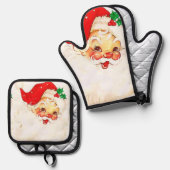 Kerst Sinterklaas Oven Mitt & Pot Houders Ovenwant & Pannenlap Set (Voorkant / Achterkant)