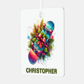 Kerst Skateboard Liefhebber Aangepaste Naam Metalen Ornament (Voorkant links)