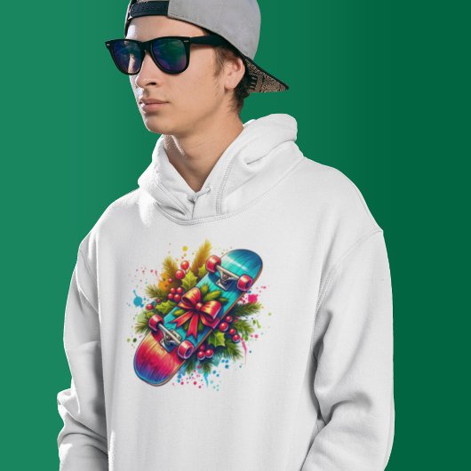 Kerst Skateboard Red Bow Pine Branches Hoodie