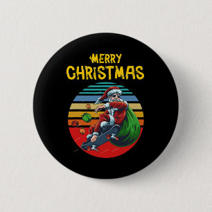 Kerst Skateboarden Kerstman Skater Grappig Kerst Ronde Button 5,7 Cm