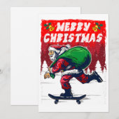 Kerst-skeelerende Kerstman grappig Feestdagenkaart (Voorkant / Achterkant)