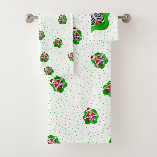 Kerst Skelet Bright Splatter Shape Stippen Bad Handdoek (Insitu)