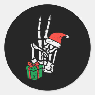 Kerst Skelet Hand Peace Pocket Xmas Mannen Wome Ronde Sticker