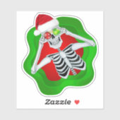 Kerst Skelet Santa Hat Ornamenten Groen Rood Sticker (Vel)