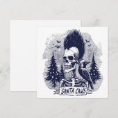 Kerst Skeleton en Raven Santa Caws Feestdagenkaart (Voorkant / Achterkant)