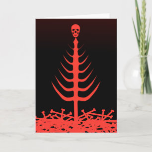 Kerst Skeleton Tree Rood Feestdagen Kaart