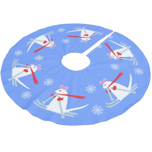 Kerst Ski Chalet Witte Muizen Skiërs Kerstboom Rok (Gekanteld)