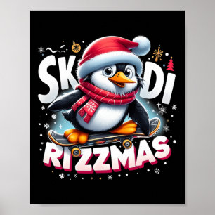 Kerst Skibidi Rizzmas Xmas Cool Penguin Vakantie Poster