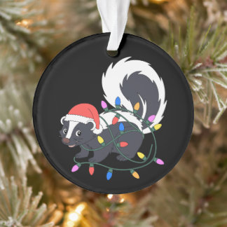 Kerst Skunk Kerstman Hoed Verwarde Kerstlichten Ornament