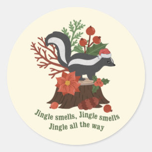 Kerst Skunk Pun: Jingle ruikt Ronde Sticker