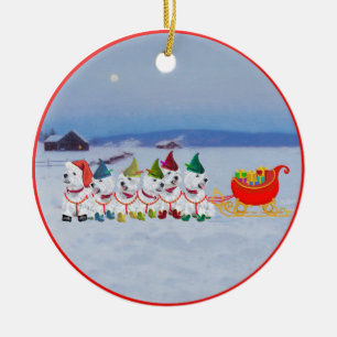 Kerst slee keramisch ornament