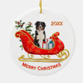 Kerst Sleigh Berner Sennenhond Keramisch Ornament (Achterkant)