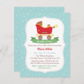 Kerst Sleigh Stroller Baby Shower Uitnodigingen (Voorkant / Achterkant)