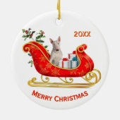 Kerst Sleigh White Bull Terrier Hond Keramisch Ornament (Achterkant)