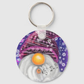 Kerst sleutelhanger kabouter in paarse hoed zingen (Voorkant)