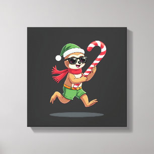 Kerst Sloth Elf Pepermunt Snoepstok Shirt Gi Canvas Afdruk