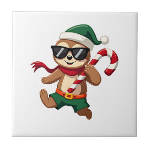 Kerst Sloth Elf Pepermunt Snoepstok Shirt Gi Tegeltje