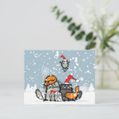 Kerst, sneeuw, cartoon, grappig feestdagenkaart (Staand voorkant)