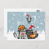 Kerst, sneeuw, cartoon, grappig feestdagenkaart (Voorkant / Achterkant)