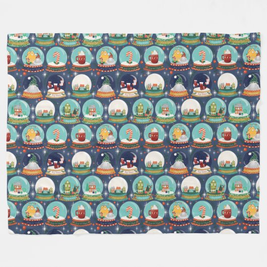 Kerst sneeuw-wereldbol Gnome/Gingerbread House Fleece Deken (Voorkant (Horizontaal))