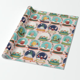 Kerst sneeuwbos-wereldbol//Gnome//Gingerbread Hous Cadeaupapier