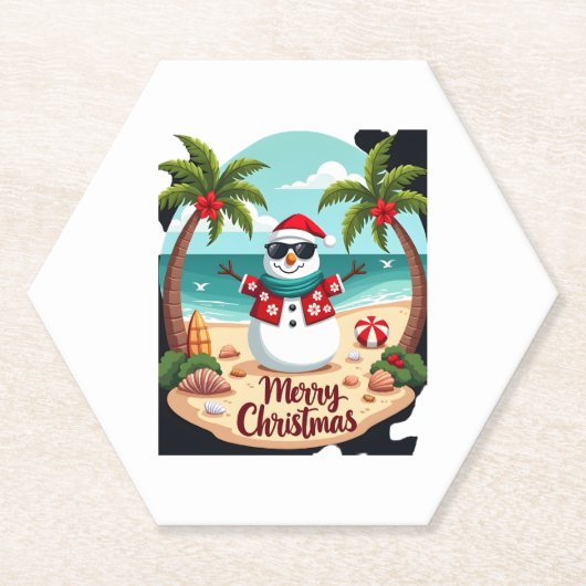 Kerst Sneeuwman (2) Kartonnen Onderzetters (Voorkant)