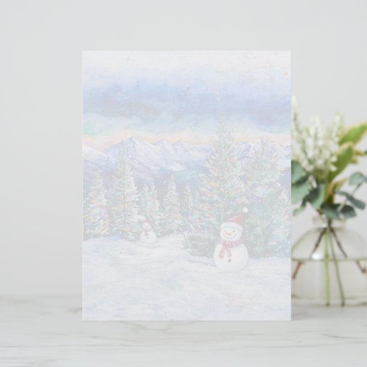 Kerst Sneeuwman - 8,5" x 11" Papier (Staand voorkant)