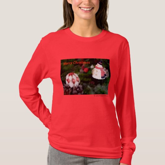 Kerst Sneeuwman en Ornament T-shirt (Voorkant)