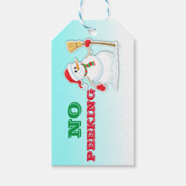 Kerst Sneeuwman Geen Peeking Gift Label Cadeaulabel