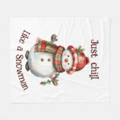 Kerst Sneeuwman Gewoon Chill Quote Leuke Waterverf Fleece Deken (Voorkant (Horizontaal))
