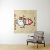 Kerst Sneeuwman Gewoon Chill Quote Leuke Waterverf Wandkleed (In Situ (horizontaal))