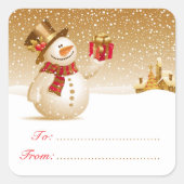 Kerst Sneeuwman Gift Label Stickers (Voorkant)