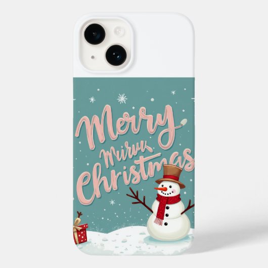 Kerst sneeuwman iPhone 14 hoesjes (Achterkant)