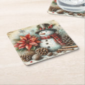 Kerst Sneeuwman Onderzetters (Schuin)