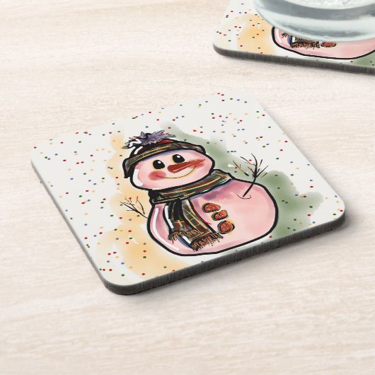 Kerst Sneeuwman Onderzetters (Linkerzijde)