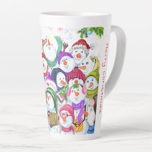 Kerst Sneeuwman Party Latte Mok (Rechterhoek)