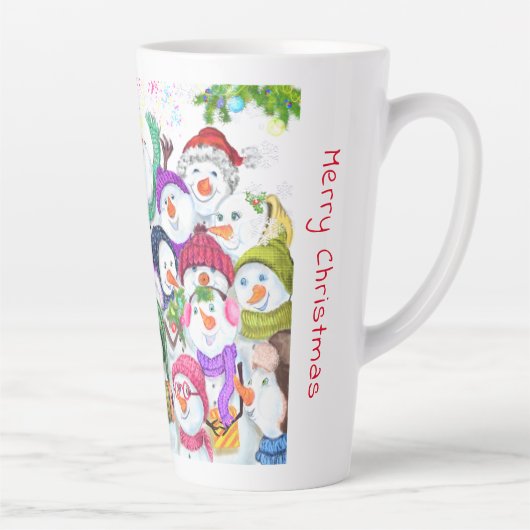 Kerst Sneeuwman Party Latte Mok (Rechts)