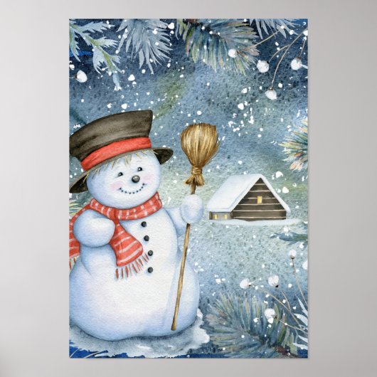 Kerst sneeuwman poster (Voorkant)