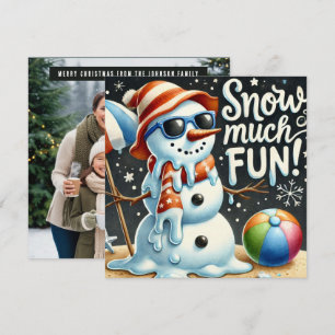 Kerst Sneeuwman Sneeuw veel plezier Feestdagenkaart