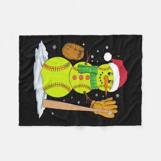 Kerst Sneeuwman Softbal Pitcher Boys Kinder Tiener Fleece Deken (Voorkant (Horizontaal))